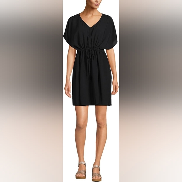 Lands' End Black V-Neck Beach Cover Up, Size XL To XXL - Picture 1 of 5